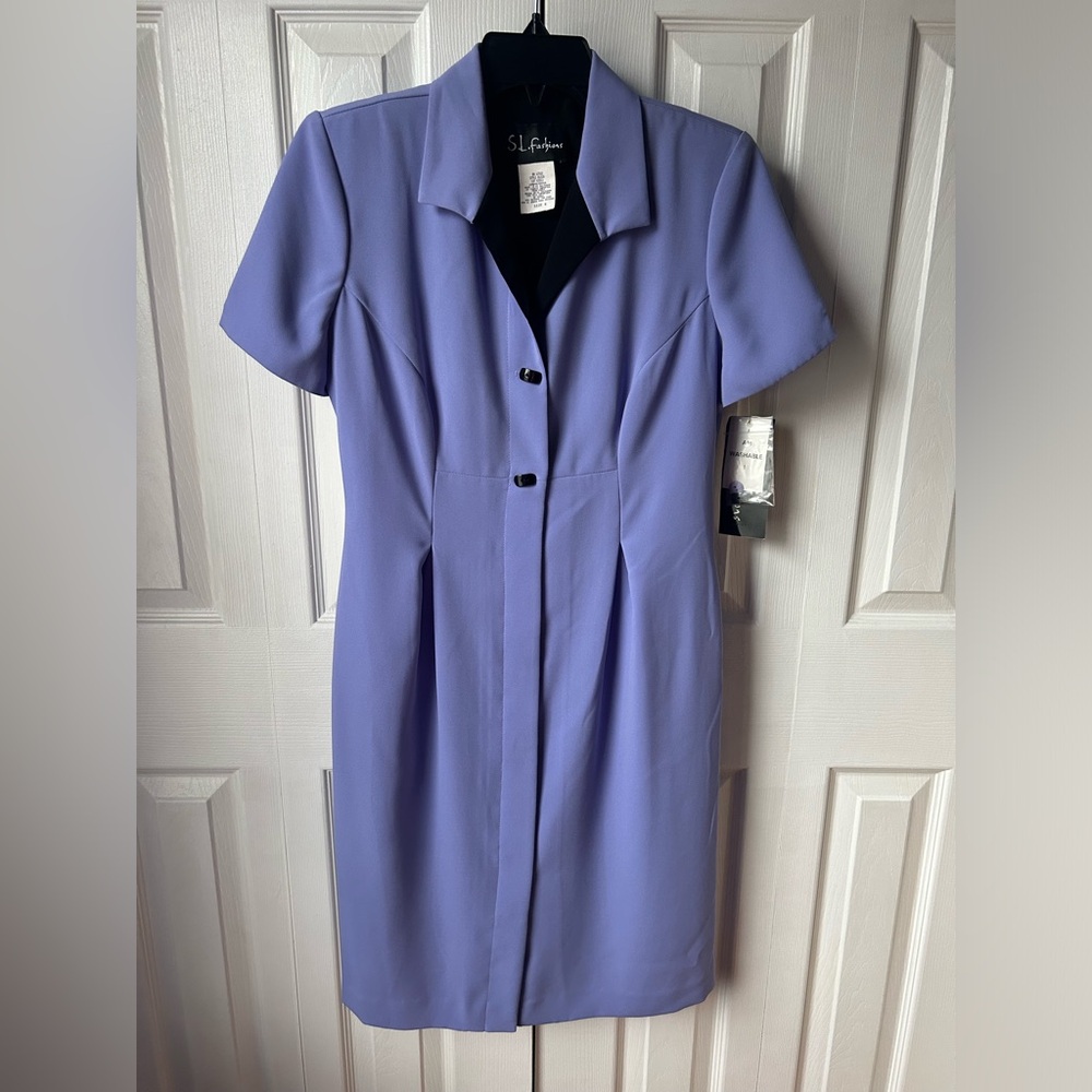 Elegant vintage periwinkle/black dress NWT - size 6